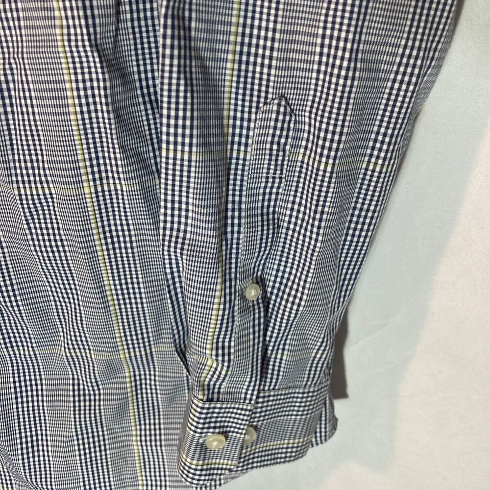 KENNETH COLE blue gingham slim fit non iron button up shirt 15 1/2 32/33 - Picture 3 of 8